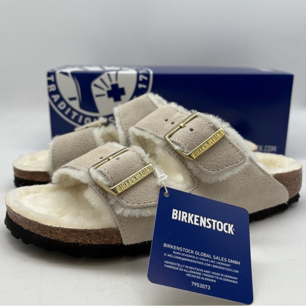 Birkenstock Arizona Shearling Suede Leatheret Antiqu White # 1026193